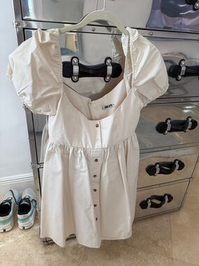 Ciao Lucia Cream Puff-Sleeve Mini Dress